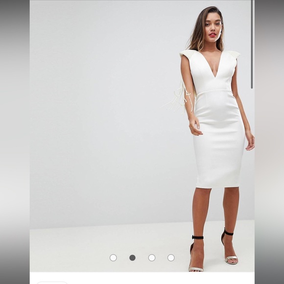 ASOS Cream Midi Dress with Open Back - Picture 4 of 13